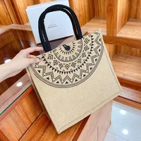 Spot Large Capacity Linen Women's Bag Fashion Linen Handbag Student Class Simple Shoulder Tote Bag sku image 4