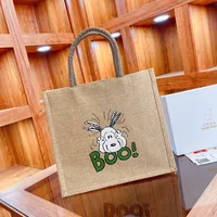 Spot Large Capacity Linen Women's Bag Fashion Linen Handbag Student Class Simple Shoulder Tote Bag sku image 6