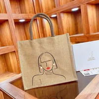 Spot Large Capacity Linen Women's Bag Fashion Linen Handbag Student Class Simple Shoulder Tote Bag sku image 8