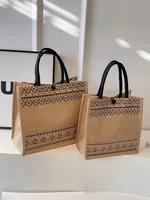 Spot Large Capacity Linen Women's Bag Fashion Linen Handbag Student Class Simple Shoulder Tote Bag sku image 13