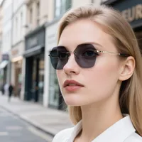 New Ladies Frameless Sunglasses High Sense All-match Temperament Glasses UV Fashion Sunscreen Sunglasses Wholesale main image 1