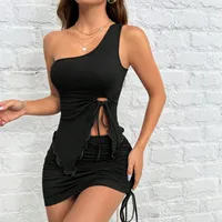 International Station    Women's Sexy Unilateral Sling Dress Spring And Summer New High Waist Skirt main image 1
