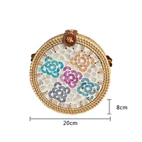 Wholesale Nordic Rattan Crossbody Color Shell Mori Basket Retro Artistic Hand-woven Shoulder Leather Buckle Bag sku image 6