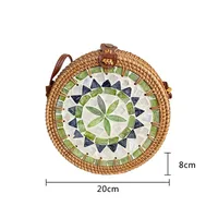 Wholesale Nordic Rattan Crossbody Color Shell Mori Basket Retro Artistic Hand-woven Shoulder Leather Buckle Bag sku image 5