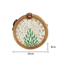 Wholesale Nordic Rattan Crossbody Color Shell Mori Basket Retro Artistic Hand-woven Shoulder Leather Buckle Bag sku image 4
