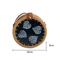 Wholesale Nordic Rattan Crossbody Color Shell Mori Basket Retro Artistic Hand-woven Shoulder Leather Buckle Bag sku image 3