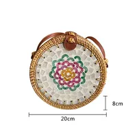 Wholesale Nordic Rattan Crossbody Color Shell Mori Basket Retro Artistic Hand-woven Shoulder Leather Buckle Bag sku image 2