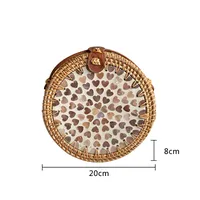 Wholesale Nordic Rattan Crossbody Color Shell Mori Basket Retro Artistic Hand-woven Shoulder Leather Buckle Bag sku image 1