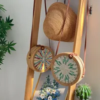 Wholesale Nordic Rattan Crossbody Color Shell Mori Basket Retro Artistic Hand-woven Shoulder Leather Buckle Bag main image 2