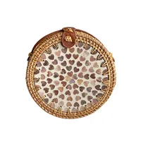 Wholesale Nordic Rattan Crossbody Color Shell Mori Basket Retro Artistic Hand-woven Shoulder Leather Buckle Bag main image 5