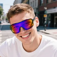 Summer Riding Glasses Large Frame Conjoined Film Outdoor Sports Running Colorful Sunglasses Men's And Women's All-match Sunglasses main image 1