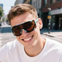 Summer Riding Glasses Large Frame Conjoined Film Outdoor Sports Running Colorful Sunglasses Men's And Women's All-match Sunglasses main image 2