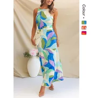 Europe And The United States   New Dress Fashion Printing Sleeveless Backless Dress -68761 main image 1