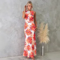 Europe And The United States   New Dress Fashion Printing Sleeveless Backless Dress -68761 main image 2