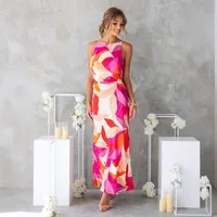 Europe And The United States   New Dress Fashion Printing Sleeveless Backless Dress -68761 main image 3