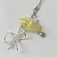 Original Dream Jellyfish Mobile Phone Chain Crystal Clear Marine Life Keychain Curve Metal Pendant Ins sku image 5