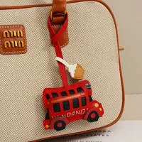 London Bus Car Leather Bag Pendant Key Chain Accessories Handmade Coffee Cup Simple Bag Pendant main image 3