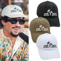 Bad Bunny Baseball Cap Coconut Tree Island Embroidery Washed Dad Hat Men's Retro Old Sun Hat main image 1