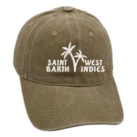Bad Bunny Baseball Cap Coconut Tree Island Embroidery Washed Dad Hat Men's Retro Old Sun Hat sku image 7