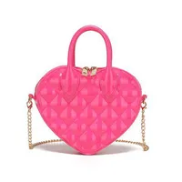 Easiest For Match And High-end  New Jelly Bag Small Square Bag Fashion Handbag Women's Shoulder Bag Chain Heart Bag sku image 3