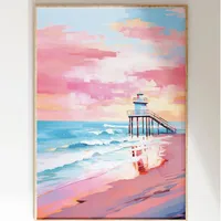 Modern Foreign Trade Illustration Style Pink Romantic Beach Lighthouse Living Room Bedroom Poster Canvas Painting Decorative Painting Core Frameless sku image 21