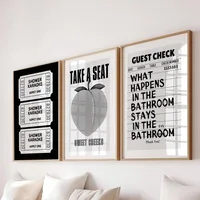 Toilet Bathroom Bathroom Pink Illustration Style Y2K Peach Lottery Ticket Canvas Decorative Painting Core Hanging Painting Frameless Poster main image 3