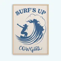 Blue Illustration Style Denim Girl Surfing Vacation Living Room Bedroom Canvas Decorative Painting Hanging Painting Frameless Poster sku image 90