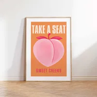 Toilet Bathroom Bathroom Pink Illustration Style Y2K Peach Lottery Ticket Canvas Decorative Painting Core Hanging Painting Frameless Poster sku image 1