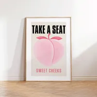 Toilet Bathroom Bathroom Pink Illustration Style Y2K Peach Lottery Ticket Canvas Decorative Painting Core Hanging Painting Frameless Poster sku image 28