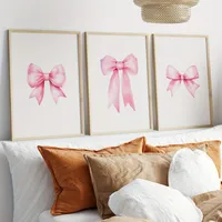 Explosions Cute Pink Bow Girl Bedroom Canvas Painting Decorative Painting Frameless Poster main image 1