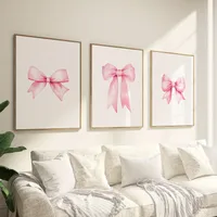 Explosions Cute Pink Bow Girl Bedroom Canvas Painting Decorative Painting Frameless Poster main image 2