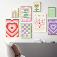 Nordic Pink Flower Butterfly Love Abstract Hotel B & B Living Room Wall Art Decoration Canvas Painting Core Hanging Painting main image 2