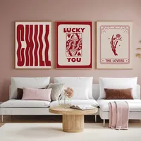 Vintage Fashion Red Bow Poker Love Cherry Living Room Bedroom Decoration Frameless Hanging Painting Poster main image 4