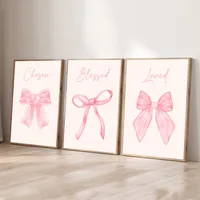 Scandinavian Export Hot-Selling Cute Pink Bow Girls Kidsren's Room Bedroom Decoration Frameless Hanging Painting Core Poster main image 1