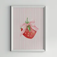 Foreign Trade  Pink Bow Fruit Strawberry Cherry Living Room Bedroom Decoration Frameless Hanging Painting Core Poster sku image 25