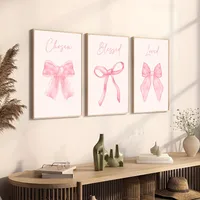 Scandinavian Export Hot-Selling Cute Pink Bow Girls Kidsren's Room Bedroom Decoration Frameless Hanging Painting Core Poster main image 4