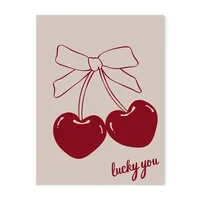 Vintage Fashion Red Bow Poker Love Cherry Living Room Bedroom Decoration Frameless Hanging Painting Poster sku image 158