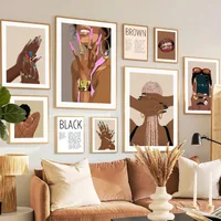 Black Fashion Girl Hairdressing Manicure Jewelry Decorative Painting Living Room Bedroom Sofa Background Wall Frameless Painting Core main image 1