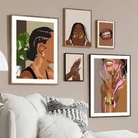 Black Fashion Girl Hairdressing Manicure Jewelry Decorative Painting Living Room Bedroom Sofa Background Wall Frameless Painting Core main image 2