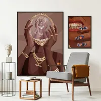 Black Fashion Girl Hairdressing Manicure Jewelry Decorative Painting Living Room Bedroom Sofa Background Wall Frameless Painting Core main image 4