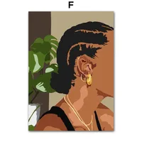 Black Fashion Girl Hairdressing Manicure Jewelry Decorative Painting Living Room Bedroom Sofa Background Wall Frameless Painting Core sku image 66
