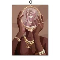 Black Fashion Girl Hairdressing Manicure Jewelry Decorative Painting Living Room Bedroom Sofa Background Wall Frameless Painting Core sku image 57