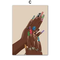 Black Fashion Girl Hairdressing Manicure Jewelry Decorative Painting Living Room Bedroom Sofa Background Wall Frameless Painting Core sku image 103