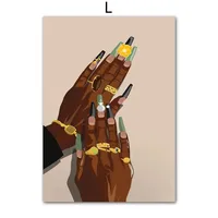 Black Fashion Girl Hairdressing Manicure Jewelry Decorative Painting Living Room Bedroom Sofa Background Wall Frameless Painting Core sku image 132