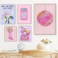 New Strawberry Denim Disco Pink Wall Decorative Painting Living Room Sofa Background Wall Frameless Painting Core main image 1