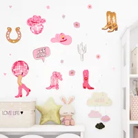 New Pink Western Denim Series Children's Room College Style Wall Home Decoration Wall Stickers Self-adhesive Waterproof Stickers main image 1