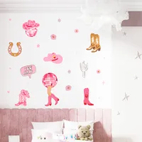 New Pink Western Denim Series Children's Room College Style Wall Home Decoration Wall Stickers Self-adhesive Waterproof Stickers main image 2