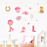 New Pink Western Denim Series Children's Room College Style Wall Home Decoration Wall Stickers Self-adhesive Waterproof Stickers main image 3