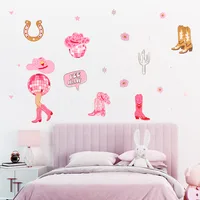 New Pink Western Denim Series Children's Room College Style Wall Home Decoration Wall Stickers Self-adhesive Waterproof Stickers main image 4