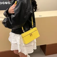 New Spring New Lp Crocodile Pattern First Layer Cowhide Single Shoulder Crossbody Handheld Small Bag Mini Women's Bag main image 2